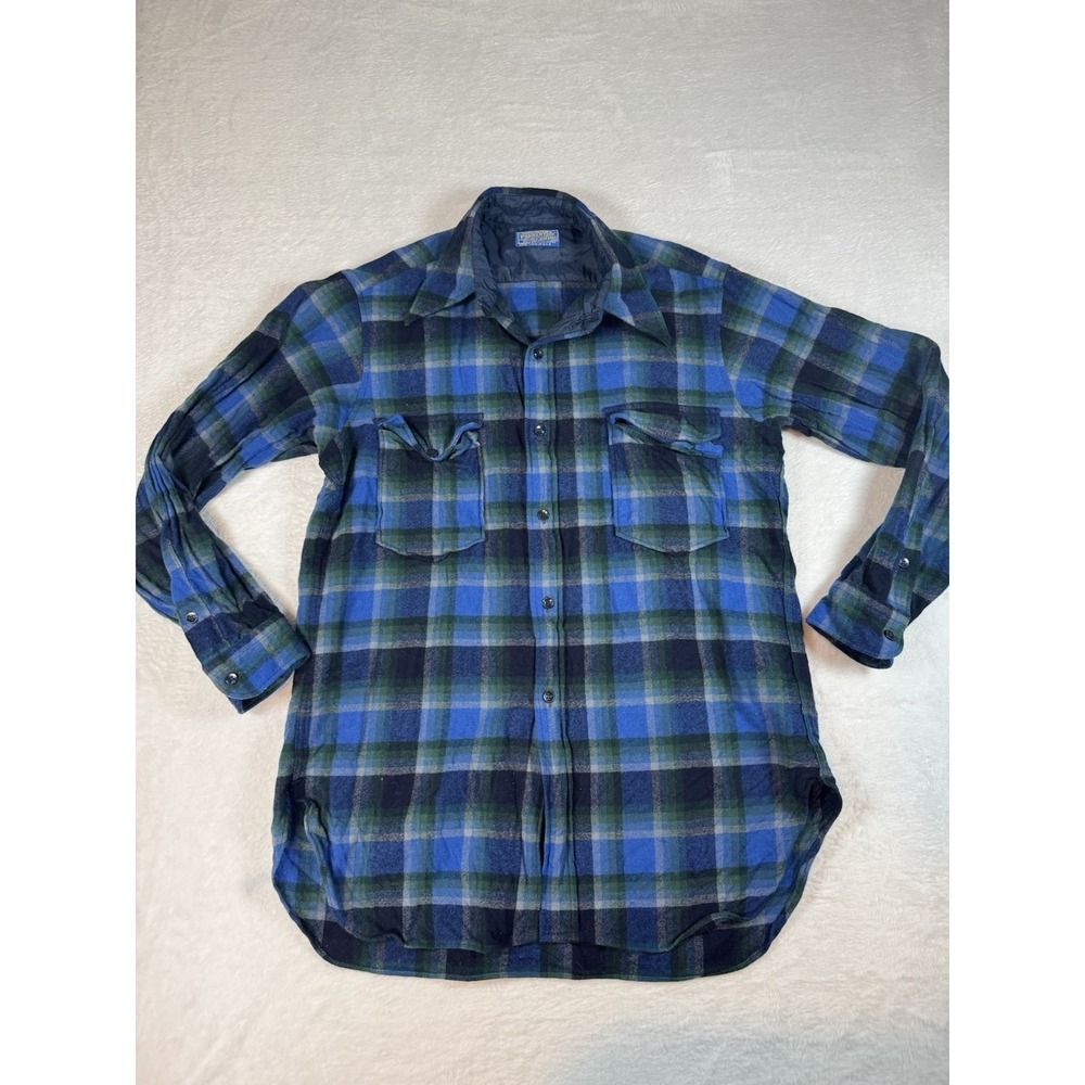 VTG 60s 70s PENDLETON USA PURE VIRGIN HEAVY WOOL FLANNEL SHIRT‎ JACKET CRUISER M